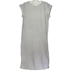 A New Day Black White Striped Crewneck Cap Sleeve Maxi Dress XS